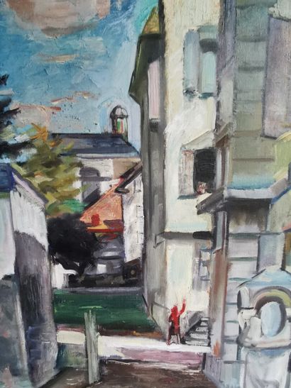 null Lucien SCHWOB (peintre suisse (La-Chaux-de-Fonds), 1895-1985).

Rue animée.

Huile...