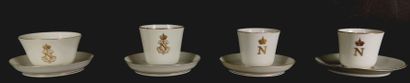 null SEVRES and PARIS.

Set of four cups and four saucers in porcelain with gold...