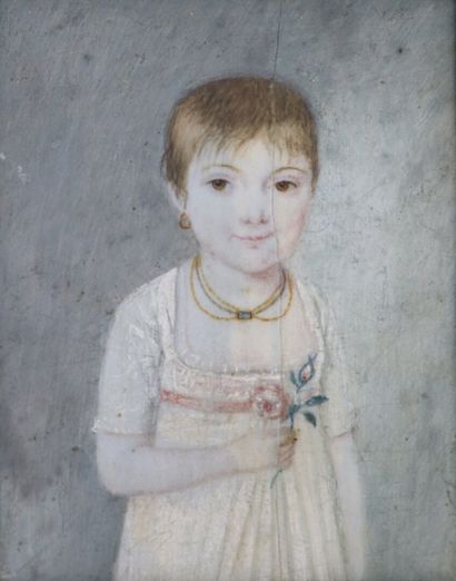 null Ecole française d'époque Empire.

Portrait d'une fillette.

Miniature sur ivoire.

H_5,8...