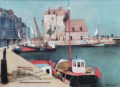 null Robert VERNET-BONFORT (né en 1934). 

Le port de Honfleur. 

Huile sur toile,...