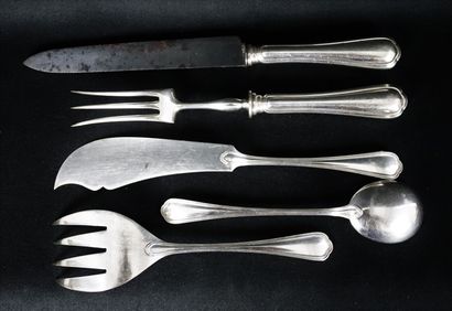 null CHRISTOFLE.

Silver-plated household set, model "Spatours" with violin fillet,...