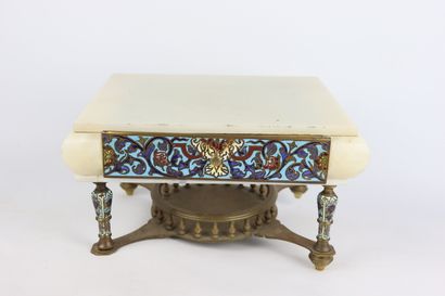 null Brass box, cloisonné enamel and white onyx top. 

The drawer and the base in...
