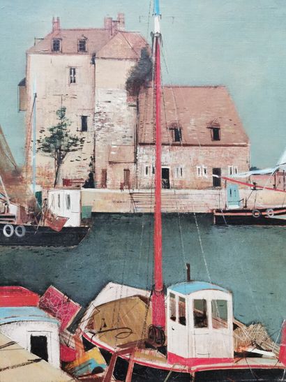 null Robert VERNET-BONFORT (né en 1934). 

Le port de Honfleur. 

Huile sur toile,...
