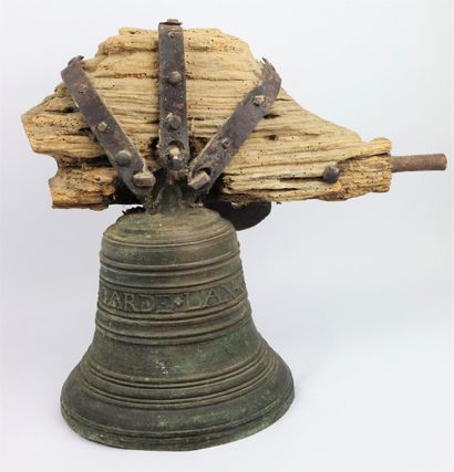 null Bronze bell and part of its support. 

The bell marked "GARDE LAN.S.F.O.P. et...