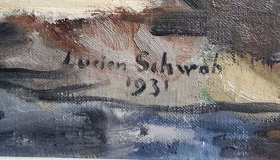 null Lucien SCHWOB (peintre suisse (La-Chaux-de-Fonds), 1895-1985).

Rue animée.

Huile...