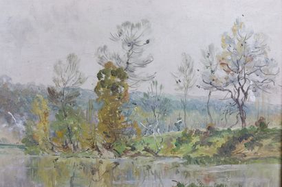 null Mario CARL-ROSA (1853-1913).

L'automne sur les bords de Seine à Jeuffosse.

Huile...