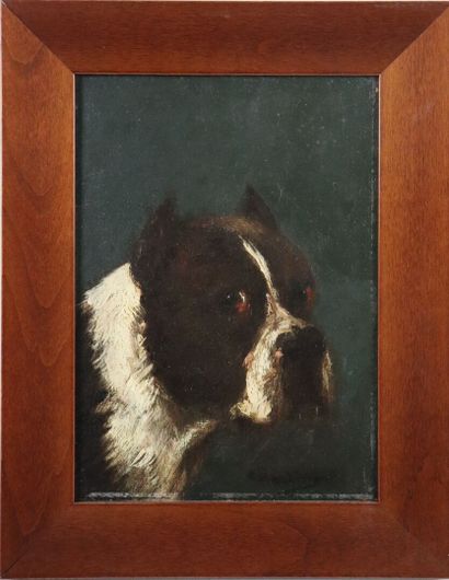 null Jules CHARDIGNY (1842-1892).

American bulldog.

Oil on panel, signed lower...