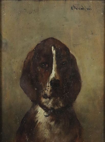 null Jules CHARDIGNY (1842-1892).

English Pointer.

Oil on panel, signed upper right....
