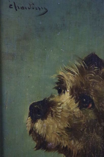 null Jules CHARDIGNY (1842-1892).

Terrier.

Oil on panel, signed upper left. 

H_22...