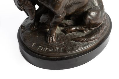 null Emmanuel FREMIET (1824-1910). 

Ravageot and Ravageole. 

Bronze with brown...