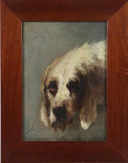 null Jules CHARDIGNY (1842-1892).

Vendéen Griffon.

Oil on panel, monogrammed lower...