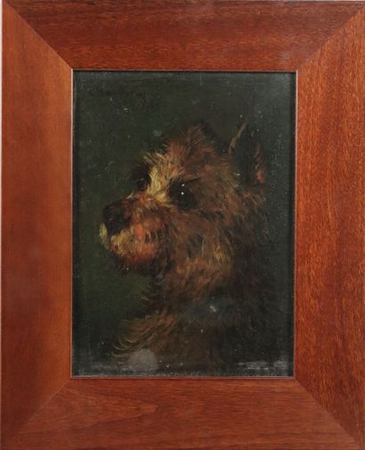 null Jules CHARDIGNY (1842-1892).

Dog in profile, dark background.

Oil on panel,...