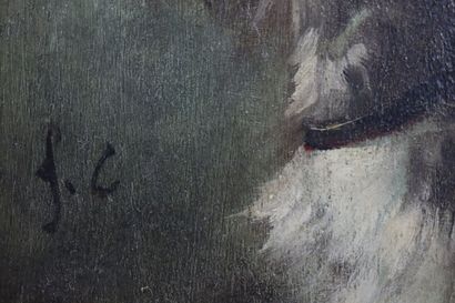 null Jules CHARDIGNY (1842-1892).

Terrier.

Huile sur panneau, monogrammée en bas...