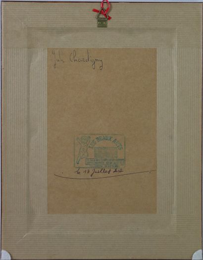 null Jules CHARDIGNY (1842-1892).

Griffon vendéen.

Huile sur panneau, monogrammée...