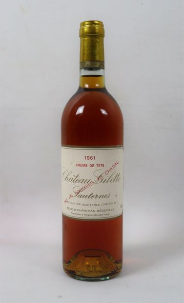 null CHATEAU GILETTE. 

Sauternes, Crème de tête

Millésime : 1961. 

1 bouteille,...