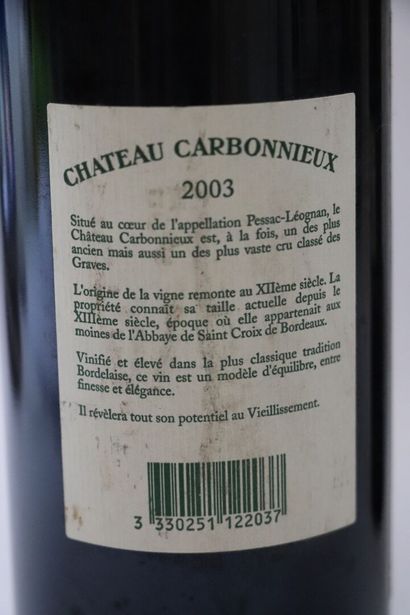 null CHATEAU CARBONNIEUX.

Millésime : 2003.

1 bouteille.

L'ESPRIT DE CHEVALIER.

Millésime...
