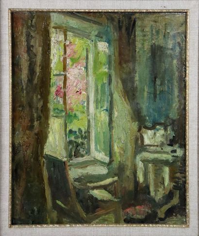 null Géraldine REED-MILLET (1853-1945), attribué à. 

La fenêtre. 

Huile sur toile...