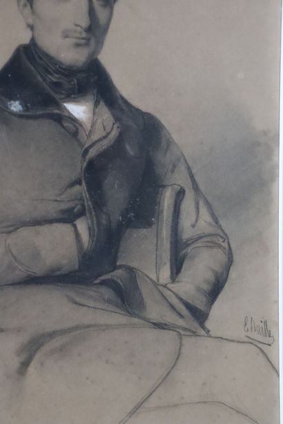 null Edouard BAILLE (1814-1888).

Portrait d'homme. 

Crayon et craie blanche sur...
