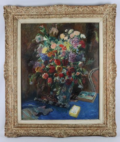 null Eddy LEGRAND (Bordeaux 1892-Bonnieux 1970). 

Vase de fleurs et nature morte...