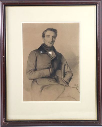 null Edouard BAILLE (1814-1888).

Portrait d'homme. 

Crayon et craie blanche sur...