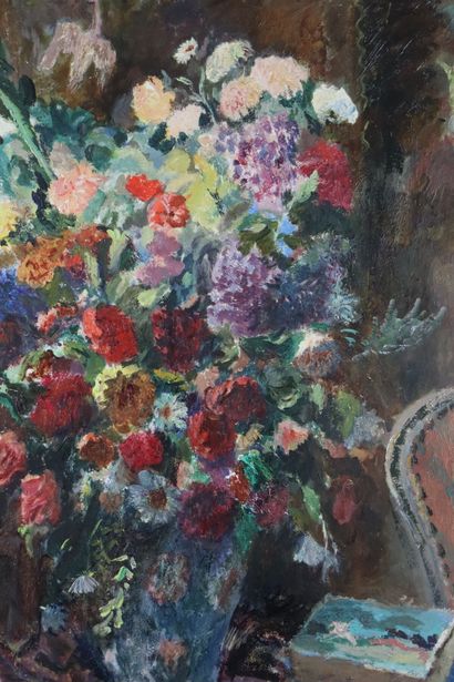null Eddy LEGRAND (Bordeaux 1892-Bonnieux 1970). 

Vase de fleurs et nature morte...