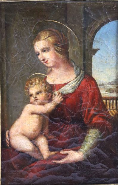 null Ecole italienne du XIXème siècle.

Madone, vierge à l'enfant.

Huile sur toile....