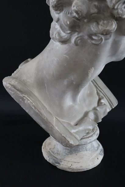 null Important buste en plâtre sur piédouche figurant Giuliano de Médicis. 

H_59...
