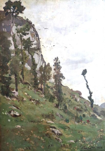 null Louis Alexandre CABIÉ (1854-1939).

La falaise. 

Huile sur panneau, signée...