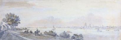 null Louis-Nicolas VAN BLARENBERGHE (1716-1794), attribué à.

Paysage fluvial.

Dessin...