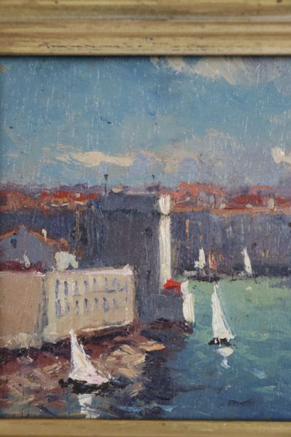 null Victor COSTE (1844-1923), attribué à. 

Marseille, le vieux port. 

Huile sur...
