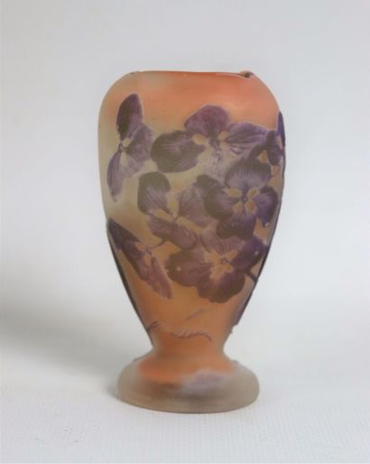 null ETABLISSEMENTS GALLE (1904-1936).

Vase sur piédouche à décor multicouches dégagées...