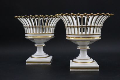 null PARIS.

Paire de coupes en porcelaine à décor ajouré et doré.

XIXème siècle.

H_21...