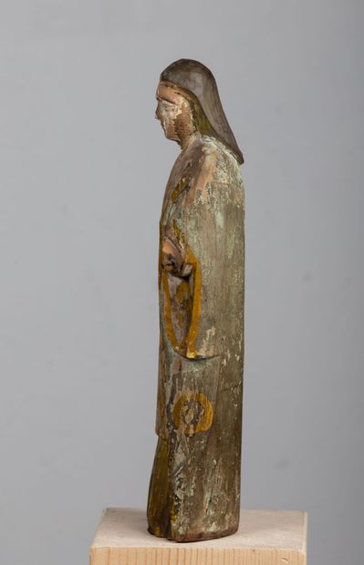 null ESPAGNE ou INDO-PORTUGAIS.

Statue de saint homme en bois peint.

H_30.5 cm