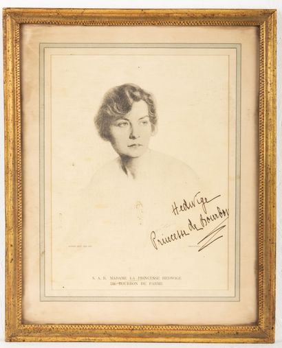 null Portrait de la princesse Hedwige, princesse de Bourbon Parme, avec envoi autographe...
