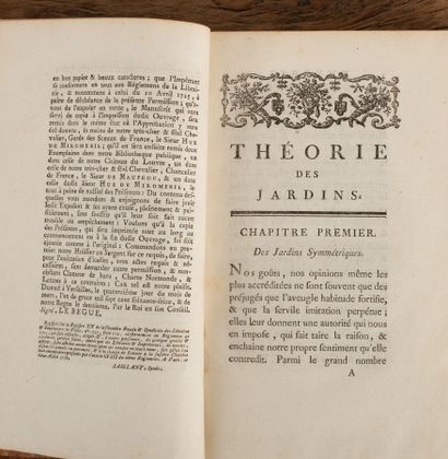 null MOREL Jean-Marie. 

Théorie des jardins. 

Paris, Pissot, 1776. 

Un vol n-8,...