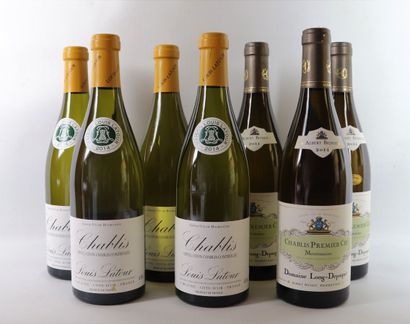 null CHABLIS.

Lot de 7 bouteilles comprenant :

- Chablis

Louis Latour .

Millésime...