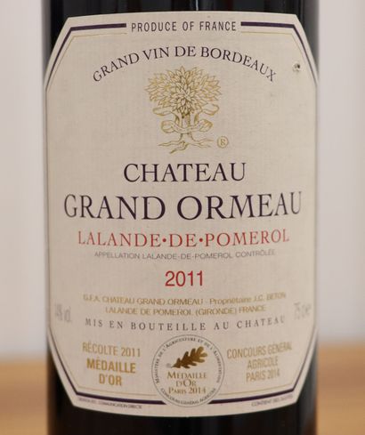 null CHATEAU GRAND ORMEAU.

Vintage : 2011.

3 bottles, one e.a.

THIS LOT IS JUDICIAL,...