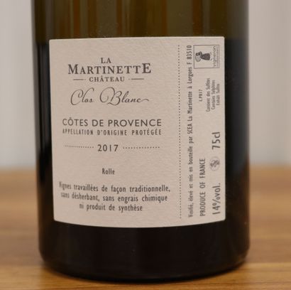 null CHATEAU LA MARTINETTE - CLOS BLANC.

Millésime : 2017.

3 bouteilles

CE LOT...