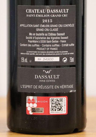 null CHATEAU DASSAULT.

Vintage : 2015

2 bottles

THIS LOT IS JUDICIAL, EXPENSES...