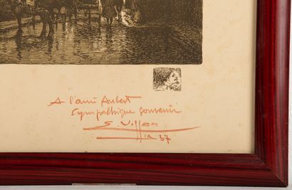 null Eugène VILLON (1879-1951).

Pont et Ruelle, à Lyon.

Deux estampes en noir,...