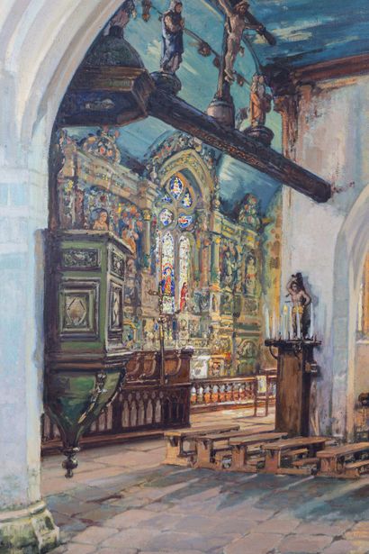 null Eugène VILLON (1879-1951).

Chapelle Saint-Sébastien à Saint-Ségal (Finistère,...