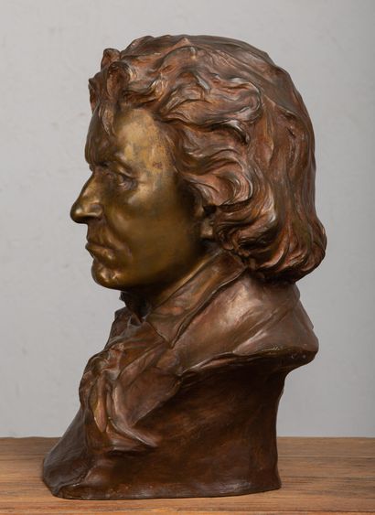 null Raphaël NANNINI (XIXème-XXème siècle).

Buste de Beethoven.

Bronze à patine...