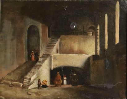 null Ecole orientaliste du XIXème siècle.

Arcades à l'escalier. 

Huile sur toile.

H_22,4...