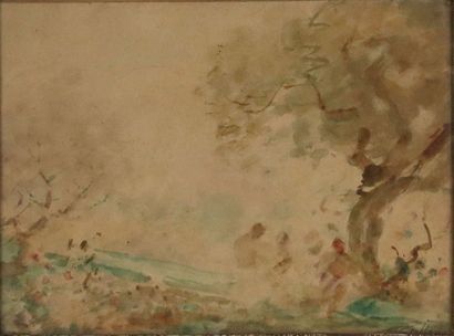 null Gabriel GRIFFON (1866-1938).

Baigneuses près d'un arbre.

Aquarelle sur papier,...
