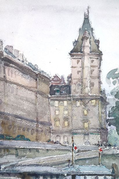 null Jean-Alexandre VEYRE (1886 - 1963).

Paris, le palais de justice vu des quais.

Aquarelle...