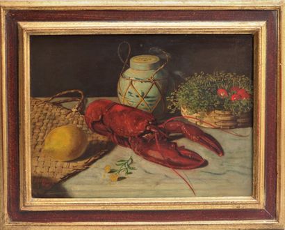 null Alexander STANESBY (1832-1916).

Nature morte au homard et au pot coréen.

Huile...