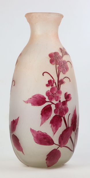 null LEGRAS.

Vase en verre multicouches dégagé à l'acide à décor de fleurs de couleurs...