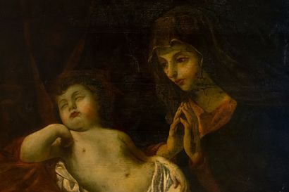 null Ecole italienne du XVIIème siècle, suiveur de Guido RENI.

La Vierge en adoration...