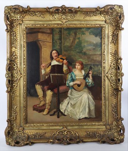 null Louis Hippolyte MOUCHOT (1846-1893).

Couple de musiciens.

Huile sur panneau...