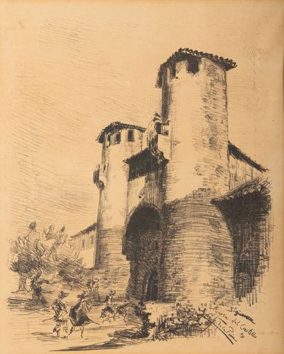 null José GONZALES DE LA PEÑA (1887-1961).

Sigüenza, Puerta del Castillo.

Fusain...